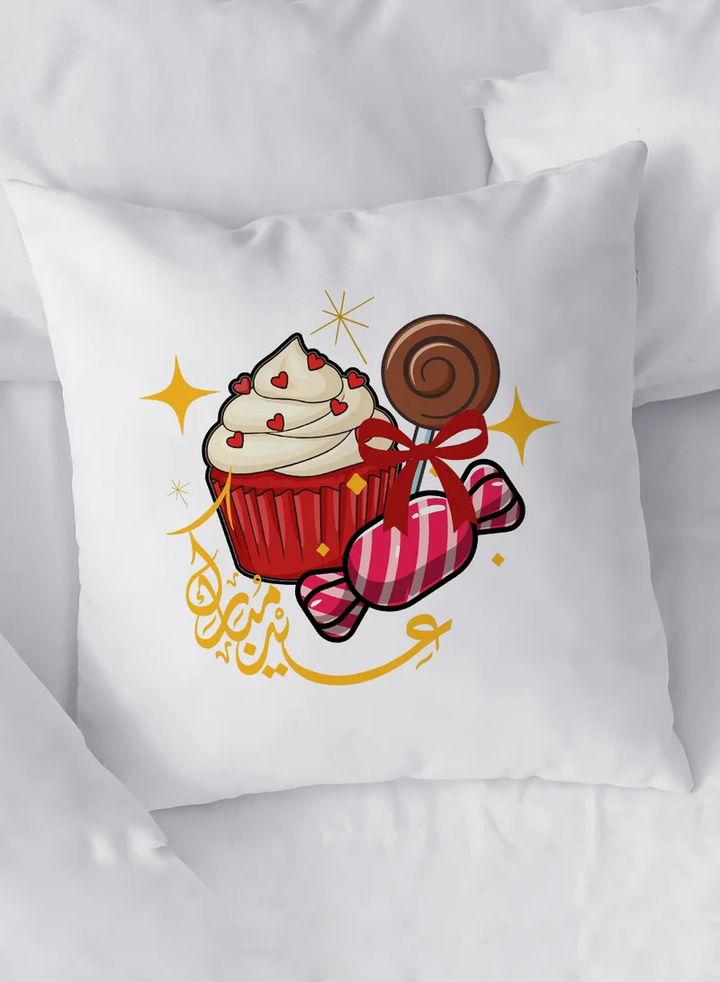 LOWHA Polyester Pillowcase Cushion Cover with Eid Mubarak Design
